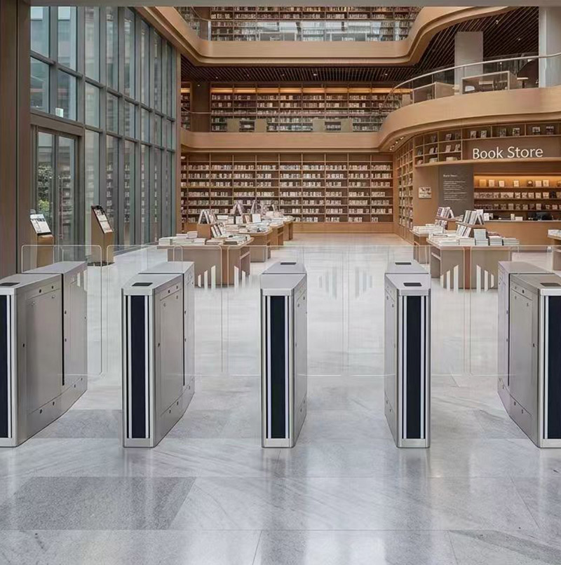 Library access silent high panel sliding turnstile